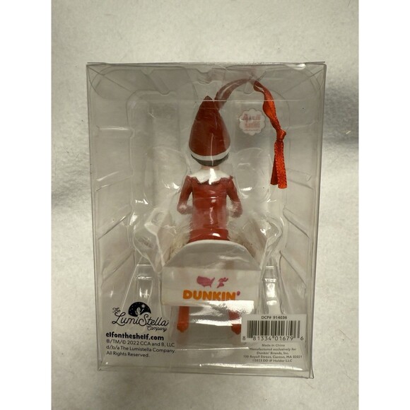 NEW Dunkin Donuts Elf on the Shelf Christmas Ornament 2022 In Munchkin Sleigh - Picture 3 of 9